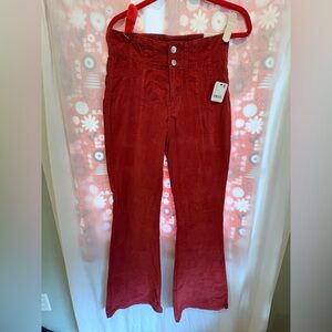 Free People / We The Free Jayde Cord High Rise Flare in Garnet